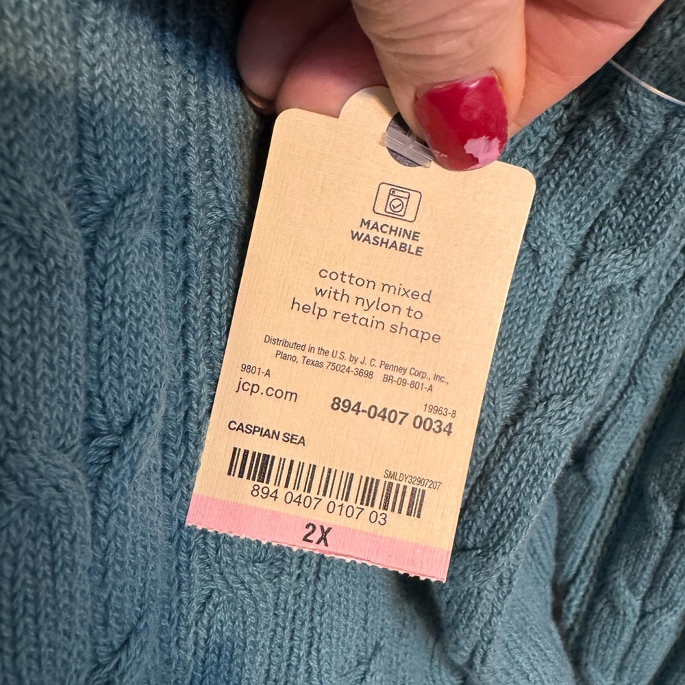 NWT Women's Teal V-Neck Sweater PERFCT for FALL!!! PLUS 2X #P - Picture 8 of 9